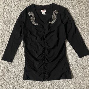 Vintage 2000s Roper Longe Sleeve With Silver Paisley Sequins